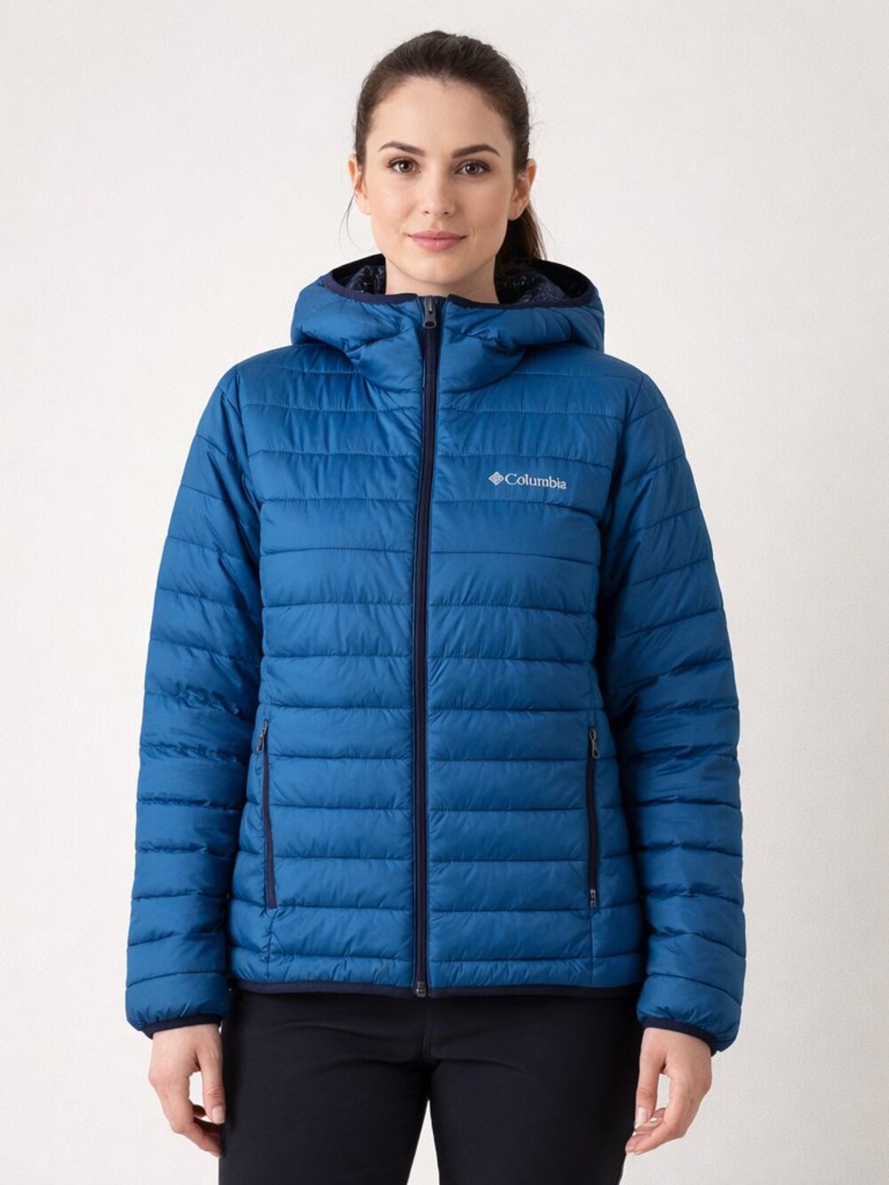 Columbia Sportwear  Powder Lite Hooded Jacket Blue Quilted #1896741 Size Medium